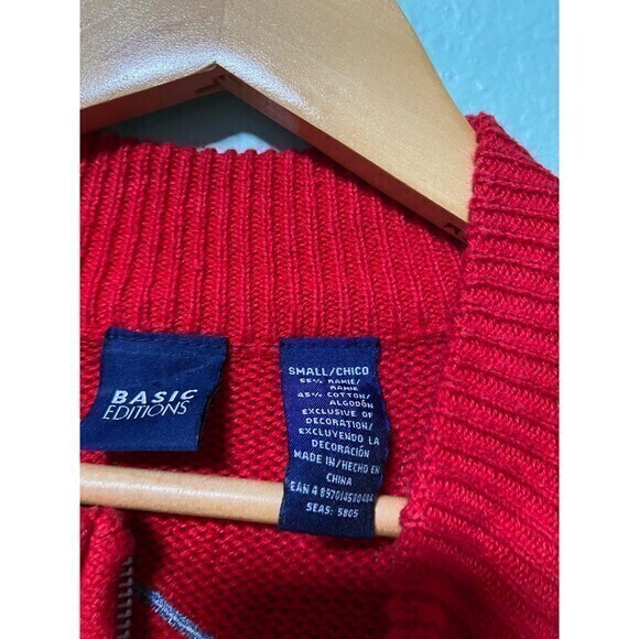 Vintage Basic Editions Women's‎ Red Snowman Santa Claus Zip Up Sweater Small - Picture 10 of 11